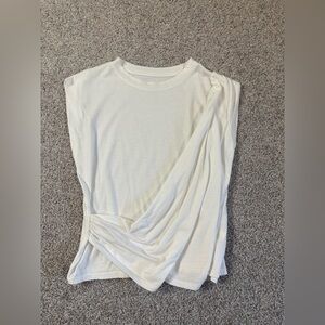 A New Day White Ruched Side Swag Draping Greek Goddess Tee – Women’s Medium